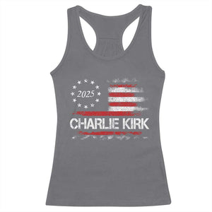 Charlie Kirk 2025 Racerback Tank Top Freedom Vintage American Flag TS11 Charcoal Print Your Wear
