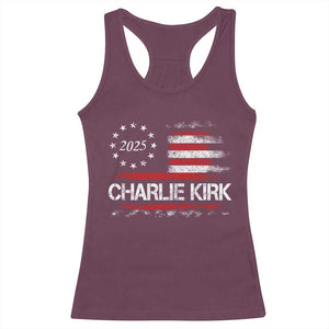 Charlie Kirk 2025 Racerback Tank Top Freedom Vintage American Flag TS11 Maroon Print Your Wear