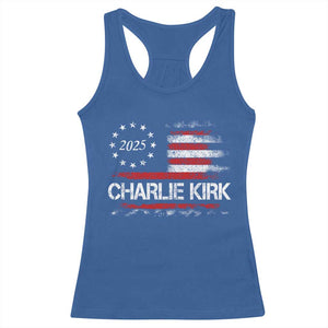 Charlie Kirk 2025 Racerback Tank Top Freedom Vintage American Flag TS11 Royal Blue Print Your Wear