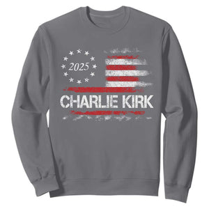 Charlie Kirk 2025 Sweatshirt Freedom Vintage American Flag TS11 Charcoal Print Your Wear