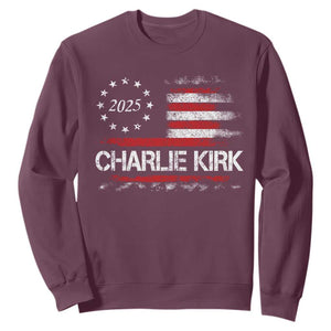 Charlie Kirk 2025 Sweatshirt Freedom Vintage American Flag TS11 Maroon Print Your Wear