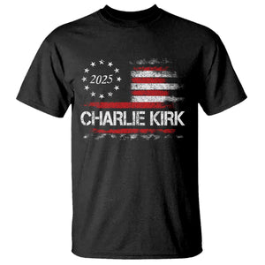 Charlie Kirk 2025 T Shirt Freedom Vintage American Flag TS11 Black Print Your Wear