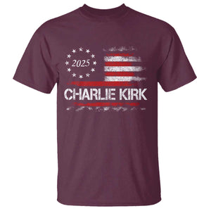 Charlie Kirk 2025 T Shirt Freedom Vintage American Flag TS11 Maroon Print Your Wear