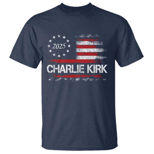 Charlie Kirk 2025 T Shirt Freedom Vintage American Flag TS11 Navy Print Your Wear