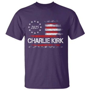 Charlie Kirk 2025 T Shirt Freedom Vintage American Flag TS11 Purple Print Your Wear