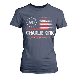 Charlie Kirk 2025 T Shirt For Women Freedom Vintage American Flag TS11 Navy Print Your Wear
