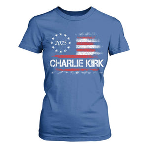 Charlie Kirk 2025 T Shirt For Women Freedom Vintage American Flag TS11 Royal Blue Print Your Wear