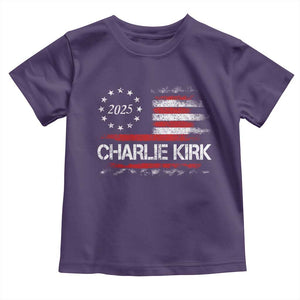 Charlie Kirk 2025 Toddler T Shirt Freedom Vintage American Flag TS11 Purple Print Your Wear