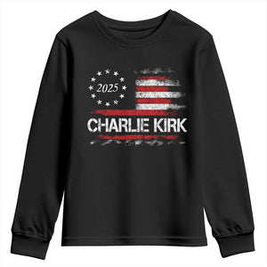 Charlie Kirk 2025 Youth Sweatshirt Freedom Vintage American Flag TS11 Black Print Your Wear