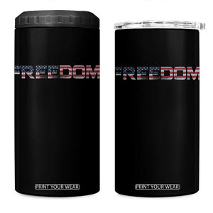 Freedom Patriotic Motivational Quote American Flag 4 in 1 Can Cooler Tumbler TS11 One Size: 16 oz Black Print Your Wear