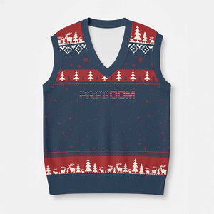 Freedom Patriotic Motivational Quote American Flag V-Neck Knit Sweater Vest TS11 Navy Red Print Your Wear