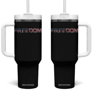 Freedom Patriotic Motivational Quote American Flag Tumbler With Handle TS11 One Size: 40 oz Black Print Your Wear