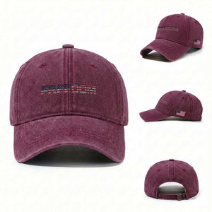 Freedom Patriotic Motivational Quote American Flag Washed Cotton Baseball Cap TS11 Washed Cap Universal Fit Burgundy Print Your Wear