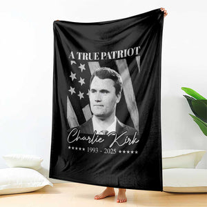A True Patriot Charlie Kirk Throw Blanket Vintage American Flag TS11 Print Your Wear