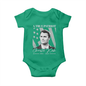A True Patriot Charlie Kirk Baby Onesie Vintage American Flag TS11 Irish Green Print Your Wear