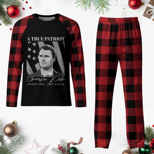A True Patriot Charlie Kirk Plaid Pajama Set Vintage American Flag TS11 Buffalo Plaid Print Your Wear
