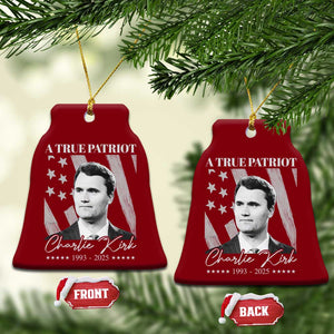 A True Patriot Charlie Kirk Ceramic Ornament Vintage American Flag TS11 Print Your Wear
