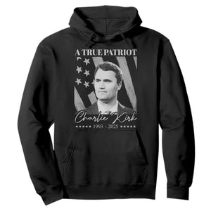 A True Patriot Charlie Kirk Hoodie Vintage American Flag TS11 Black Print Your Wear
