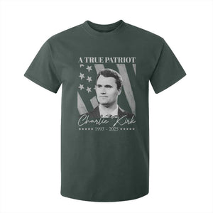 A True Patriot Charlie Kirk T Shirt For Kid Vintage American Flag TS11 Dark Forest Green Print Your Wear
