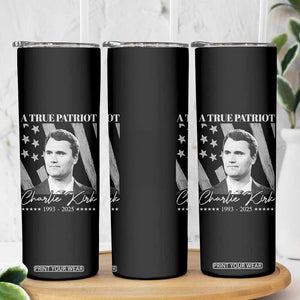 A True Patriot Charlie Kirk Skinny Tumbler Vintage American Flag TS11 Print Your Wear