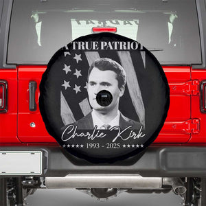 A True Patriot Charlie Kirk Spare Tire Cover Vintage American Flag TS11 Black Print Your Wear
