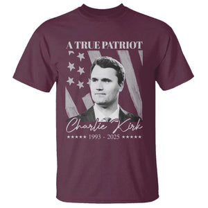 A True Patriot Charlie Kirk T Shirt Vintage American Flag TS11 Maroon Print Your Wear