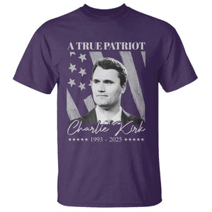 A True Patriot Charlie Kirk T Shirt Vintage American Flag TS11 Purple Print Your Wear