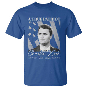 A True Patriot Charlie Kirk T Shirt Vintage American Flag TS11 Royal Blue Print Your Wear