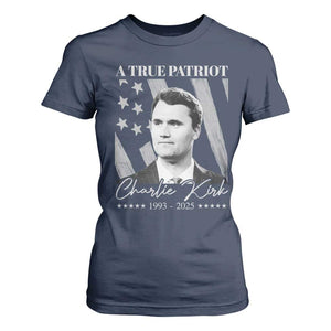 A True Patriot Charlie Kirk T Shirt For Women Vintage American Flag TS11 Navy Print Your Wear
