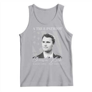 A True Patriot Charlie Kirk Tank Top Vintage American Flag TS11 Athletic Heather Print Your Wear