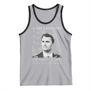 A True Patriot Charlie Kirk Tank Top Vintage American Flag TS11 Athletic Heather Black Print Your Wear