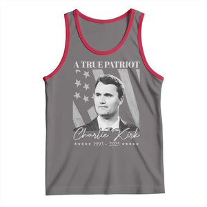 A True Patriot Charlie Kirk Tank Top Vintage American Flag TS11 Deep Heather Red Print Your Wear