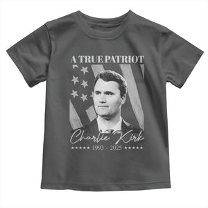 A True Patriot Charlie Kirk Toddler T Shirt Vintage American Flag TS11 Dark Heather Print Your Wear