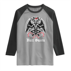 Hail Santa Gothic Christmas Raglan Shirt Baphomet Gothmas Pentagram TS11 Sport Gray Black Print Your Wear