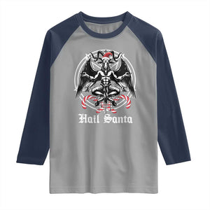 Hail Santa Gothic Christmas Raglan Shirt Baphomet Gothmas Pentagram TS11 Sport Gray Navy Print Your Wear