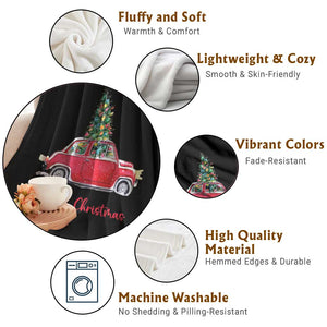 Merry Christmas Throw Blanket Vintage Xmas Tree Car TS11 Print Your Wear