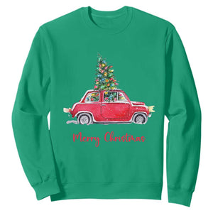 Merry Christmas Sweatshirt Vintage Xmas Tree Car TS11 Irish Green Print Your Wear