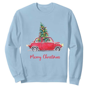 Merry Christmas Sweatshirt Vintage Xmas Tree Car TS11 Light Blue Print Your Wear