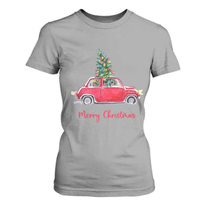 Merry Christmas T Shirt For Women Vintage Xmas Tree Car TS11 Sport Gray Print Your Wear