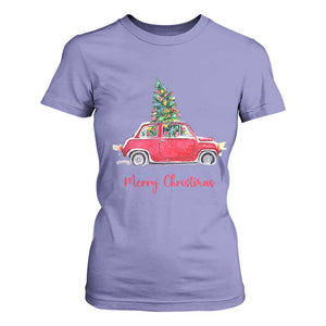Merry Christmas T Shirt For Women Vintage Xmas Tree Car TS11 Violet Print Your Wear