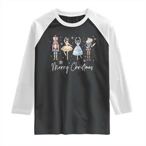 Merry Christmas Nutcracker Ballerina Mouseking Raglan Shirt TS11 Black White Print Your Wear