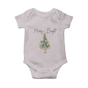 Christmas Baby Onesie Merry And Bright Retro Xmas Tree TS11 Ice Gray Print Your Wear
