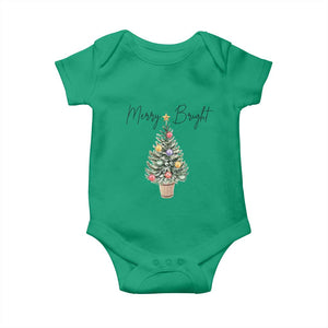 Christmas Baby Onesie Merry And Bright Retro Xmas Tree TS11 Irish Green Print Your Wear