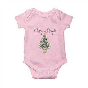Christmas Baby Onesie Merry And Bright Retro Xmas Tree TS11 Light Pink Print Your Wear