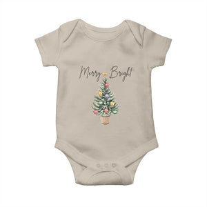 Christmas Baby Onesie Merry And Bright Retro Xmas Tree TS11 Sand Print Your Wear