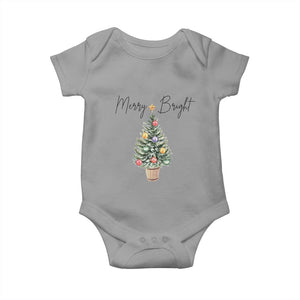 Christmas Baby Onesie Merry And Bright Retro Xmas Tree TS11 Sport Gray Print Your Wear