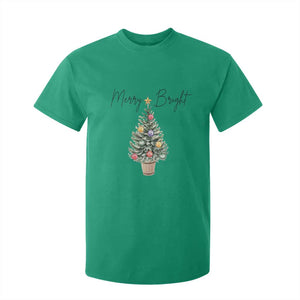 Christmas T Shirt For Kid Merry And Bright Retro Xmas Tree TS11 Irish Green Print Your Wear