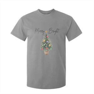 Christmas T Shirt For Kid Merry And Bright Retro Xmas Tree TS11 Sport Gray Print Your Wear