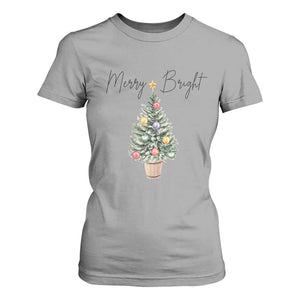 Christmas T Shirt For Women Merry And Bright Retro Xmas Tree TS11 Sport Gray Print Your Wear