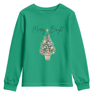 Christmas Youth Sweatshirt Merry And Bright Retro Xmas Tree TS11 Irish Green Print Your Wear